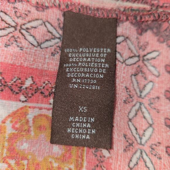 Knox Rose Womens XS Blouse Top Sheer Floral Boho Colorful Bell Sleeves Hippie - Picture 11 of 11